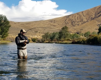 trout spey wading lower canyon